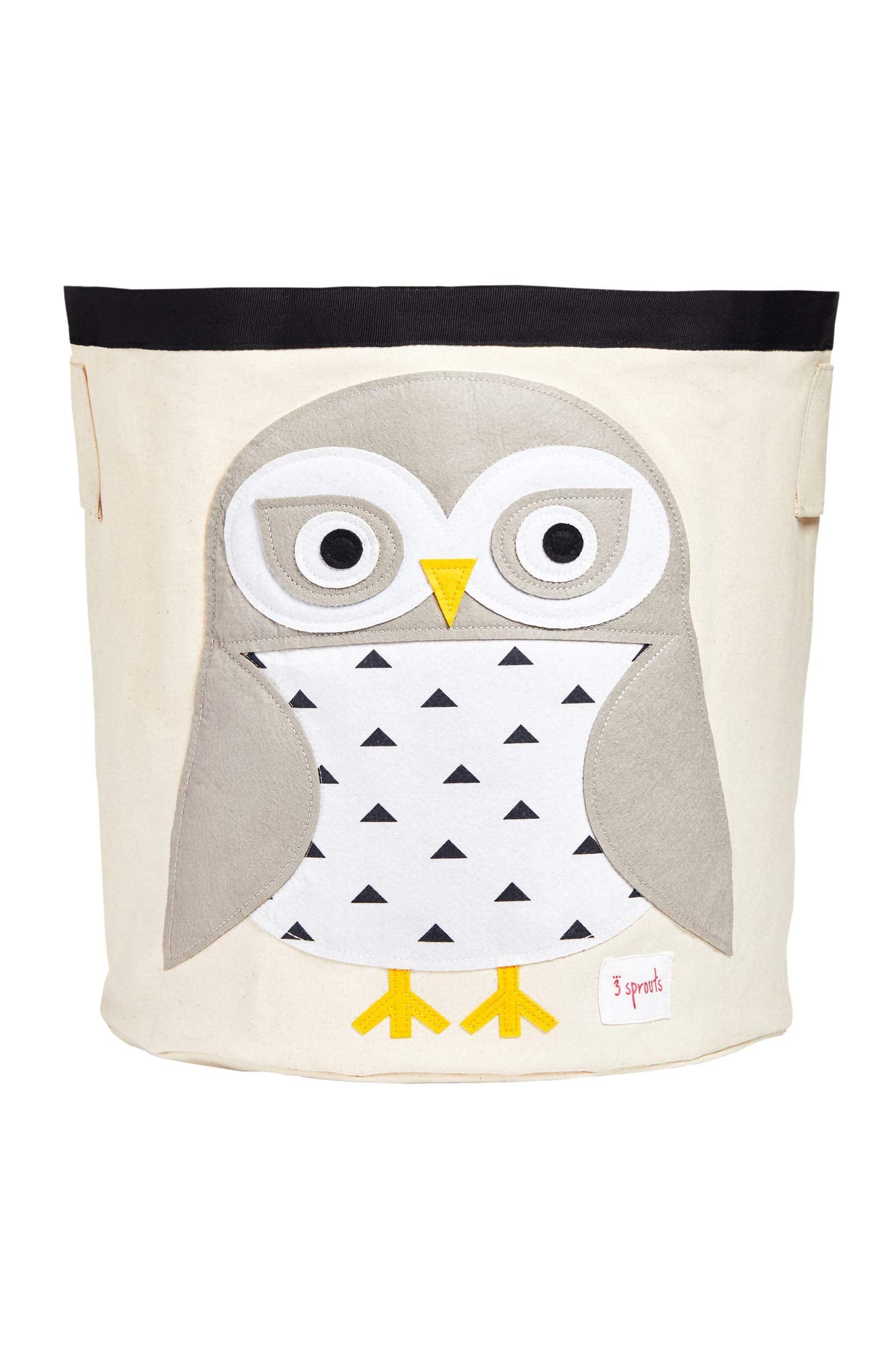 3 Sprouts Large Toy Storage Basket - Durable Kids & Baby Toy Bin With Handles For Toy Basket Storage, Round Hamper For Laundry In Nursery & Playroom, Snowy Owl